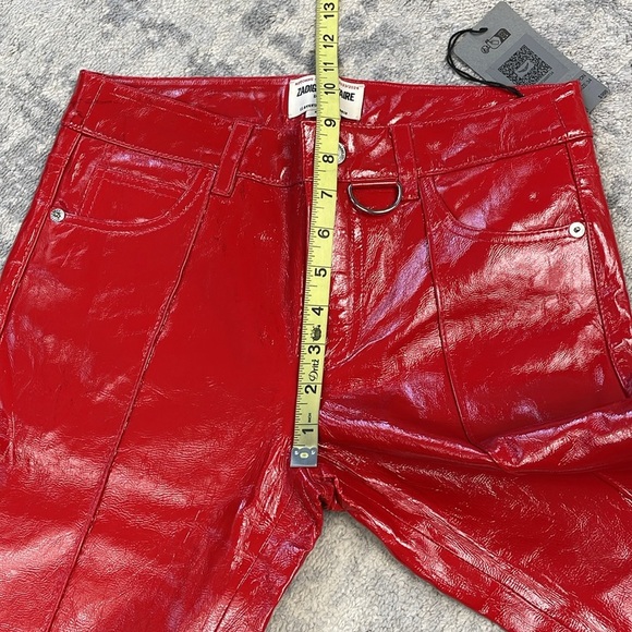 NWT Zadig & Voltaire Peko Skinny Vinyl Trouser Pants Shiny Red Leather Sz 34 - Picture 8 of 16